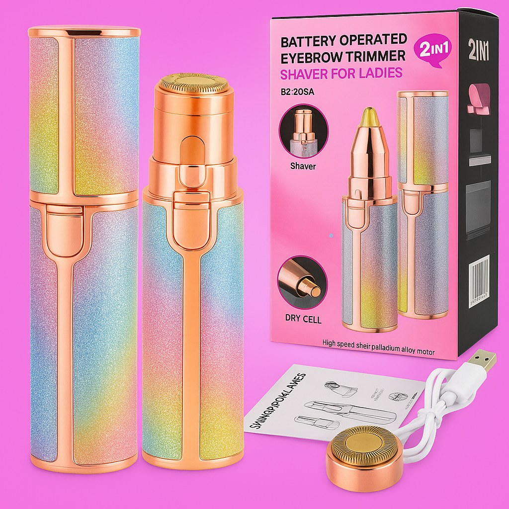 2-in-1 Eyebrow Trimmer & Facial Hair Remover – Painless & Rechargeable